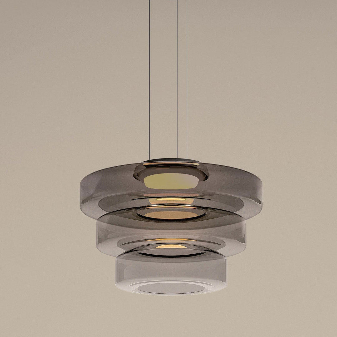 Modern Glass Pendant Light in Bauhaus Style - AuroraSphere-Smoke grey-3 Level-D 17.72 x H 12.99 inches-The Livary