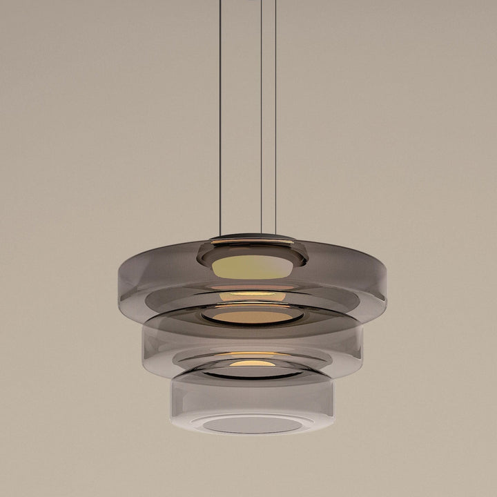 Modern Glass Pendant Light in Bauhaus Style - AuroraSphere-Smoke grey-3 Level-D 17.72 x H 12.99 inches-The Livary