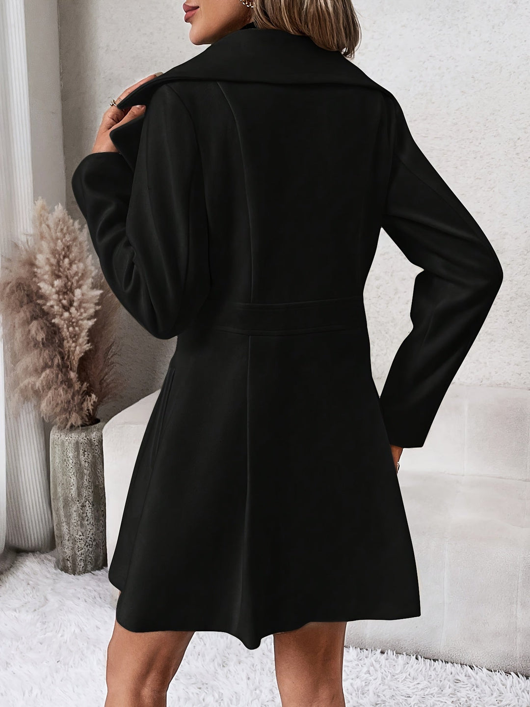 Stylish Flare Coat with Double-Breasted Buttons - Isadora-White-S-The Livary
