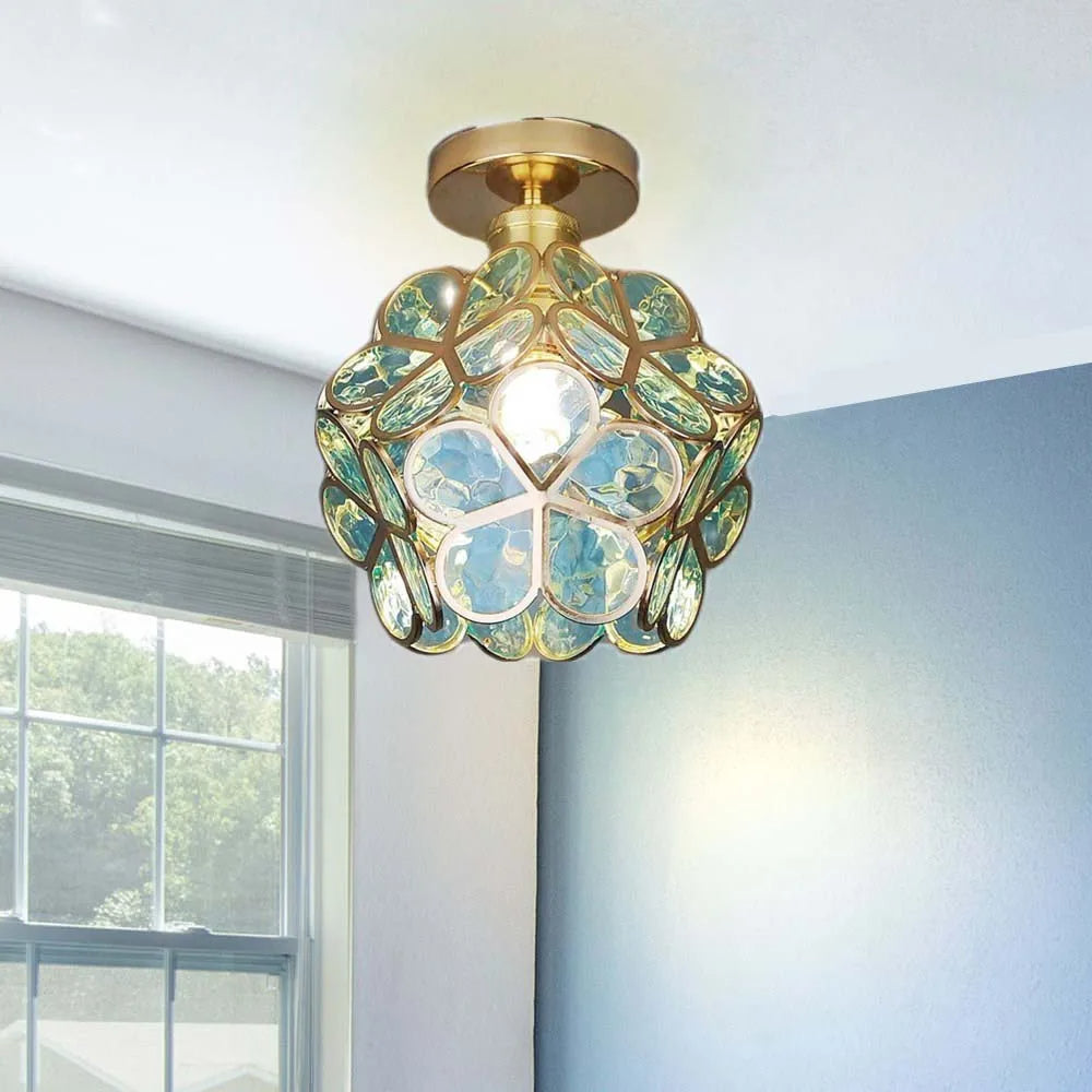 Glass Flower Ceiling Lamp - FloraGlow-Green-D7.87*H9.84 inches-The Livary