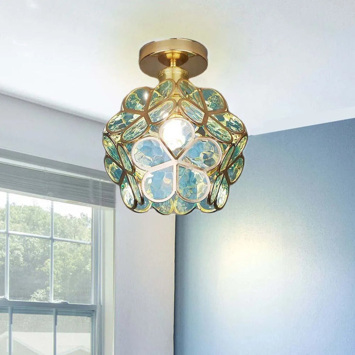 Glass Flower Ceiling Lamp - FloraGlow-Green-D7.87*H9.84 inches-The Livary
