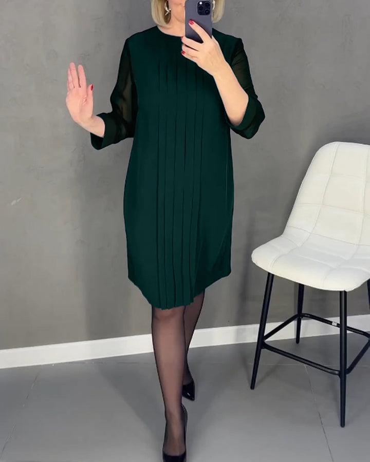 Elegant shift dress with mesh details – Gabrielle-Green-S-The Livary