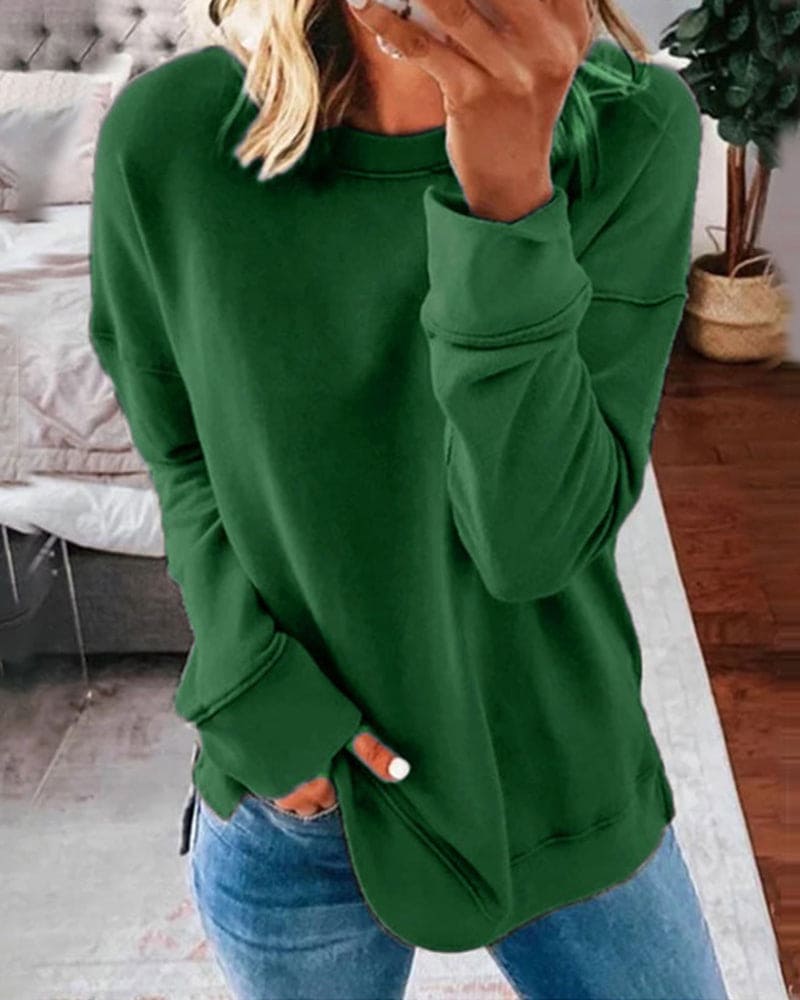 Plain Ladies Sweatshirt - Serena-Green-XS-The Livary