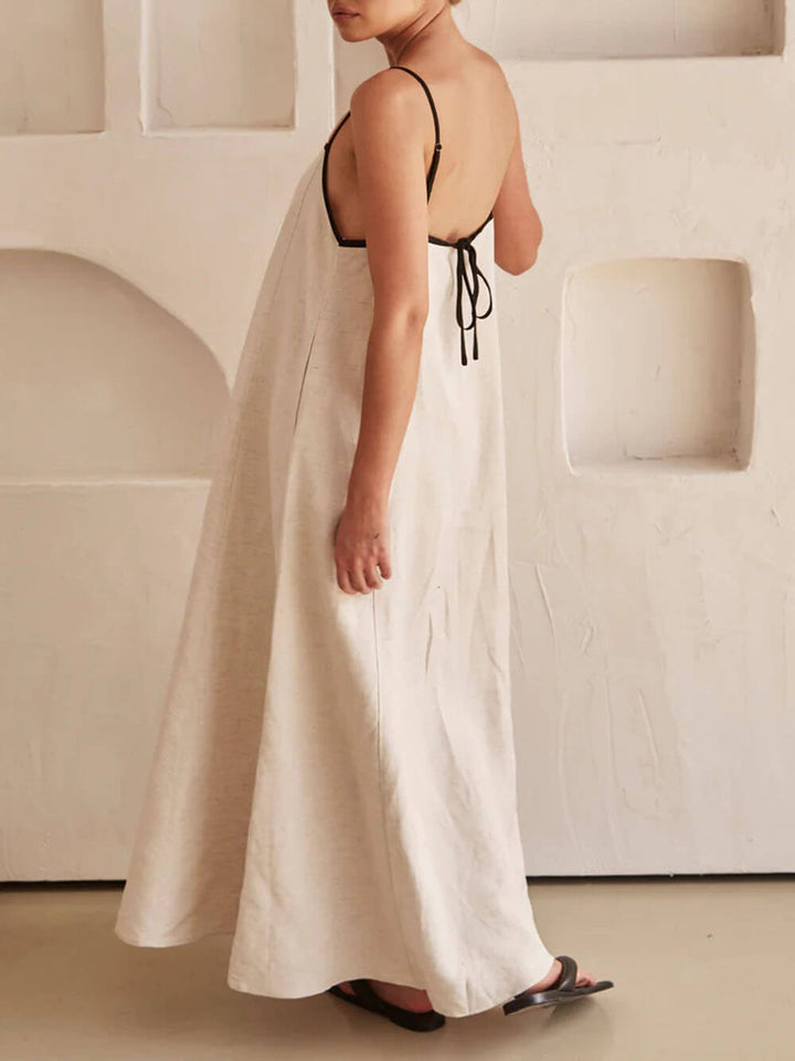 Trendy A-line Strappy Dress with Contrast Design for Holidays – Zoey-S-The Livary