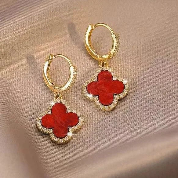 Clover Earrings - Clara-Red-The Livary