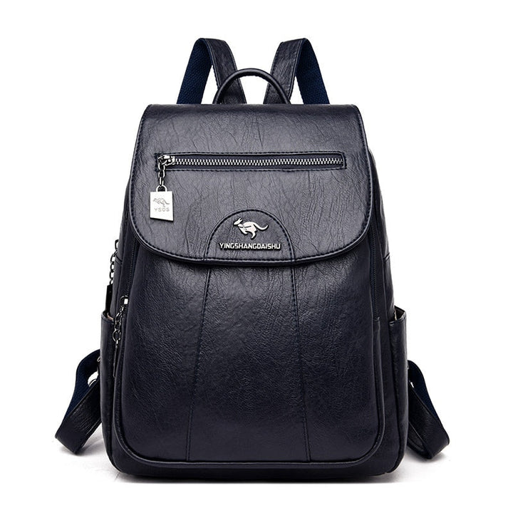 Luxury Leather Women's Backpack - Isolde-Blue-The Livary