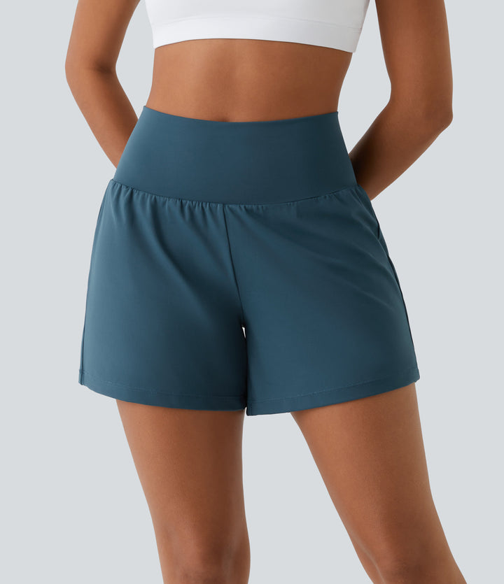 Breathable & Quick-drying High-Waist Fitness Shorts for Women – Mirabella-Turquoise blue-S-The Livary