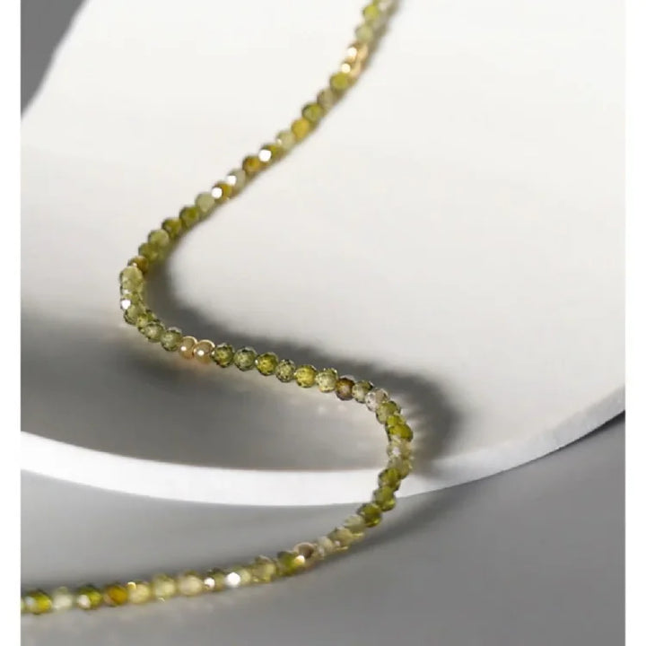 Olive Green Zirconia Necklace - Celeste-Without Zirconia-The Livary