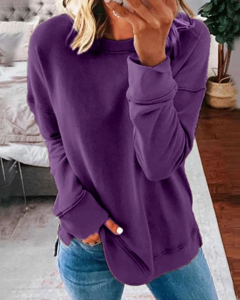 Plain Ladies Sweatshirt - Serena-Purple-XS-The Livary