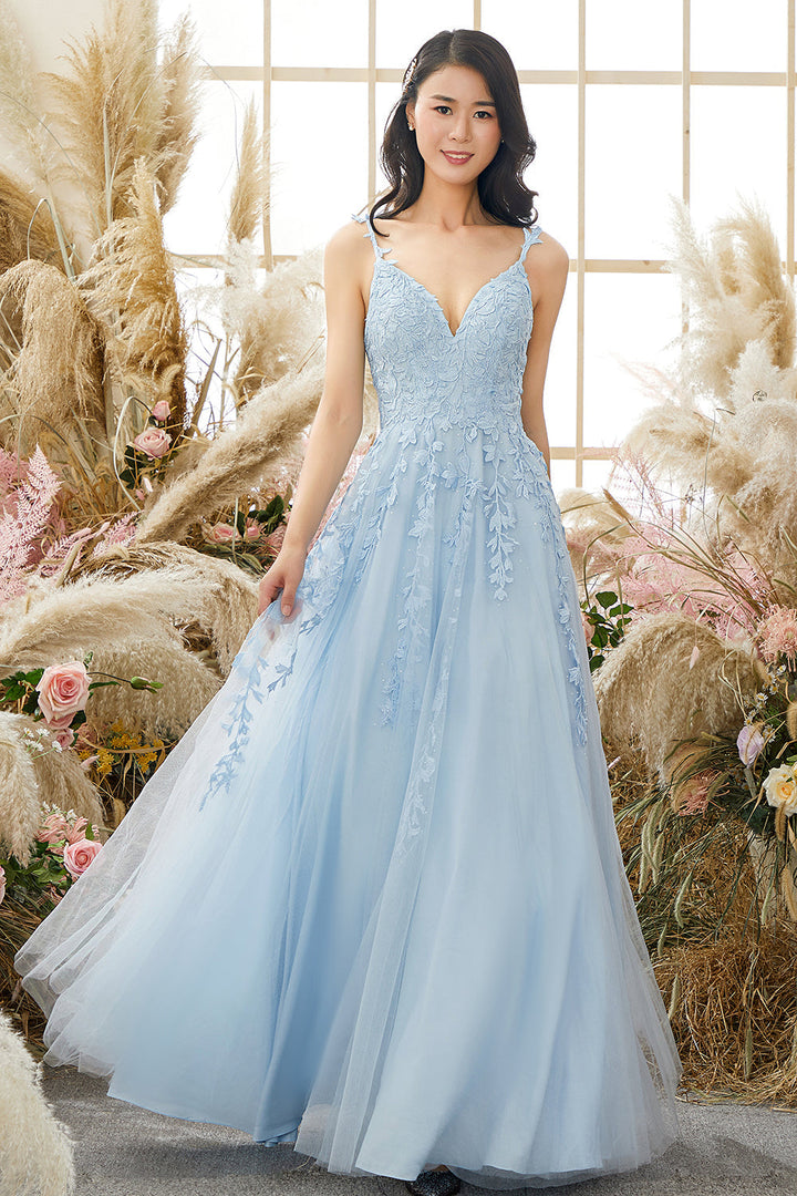 Fashionable Tulle Evening Dress with Embellishments - Victoria-Blue-EU32-The Livary