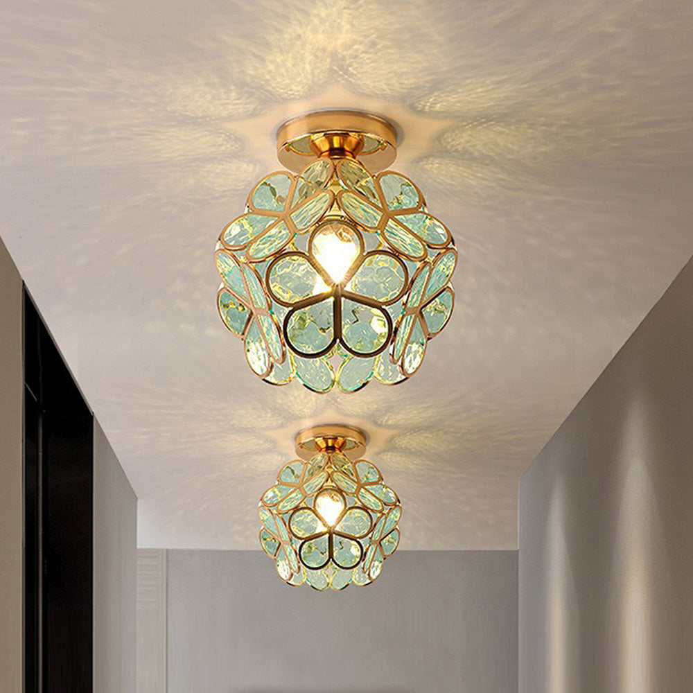 Glass Flower Ceiling Lamp - FloraGlow-Green-D7.87*H9.84 inches-The Livary