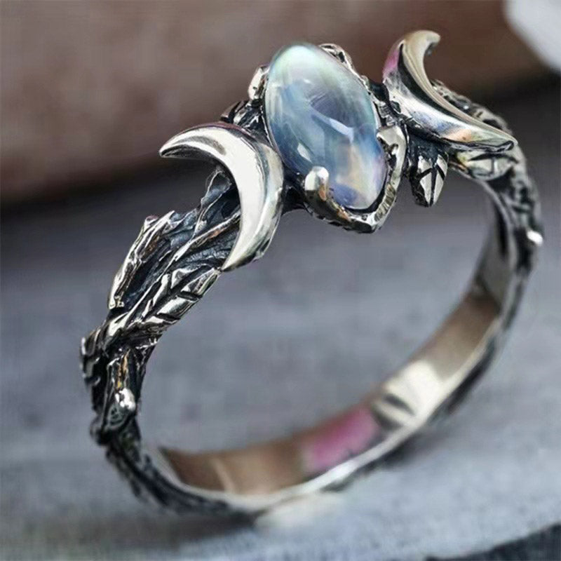 Stylish Moonstone Statement Ring - Iris-Moon-2.01 in-The Livary