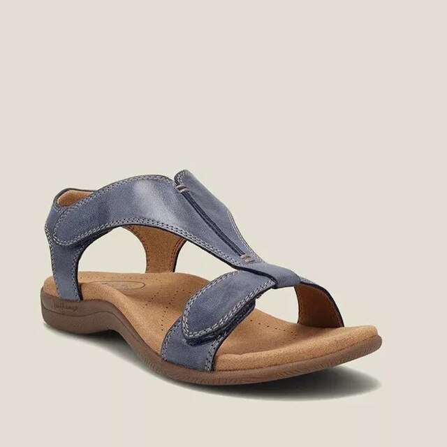 Orthopaedic ladies' sandals with wedge heel & comfort sole – Eleni-Dark blue-3-The Livary