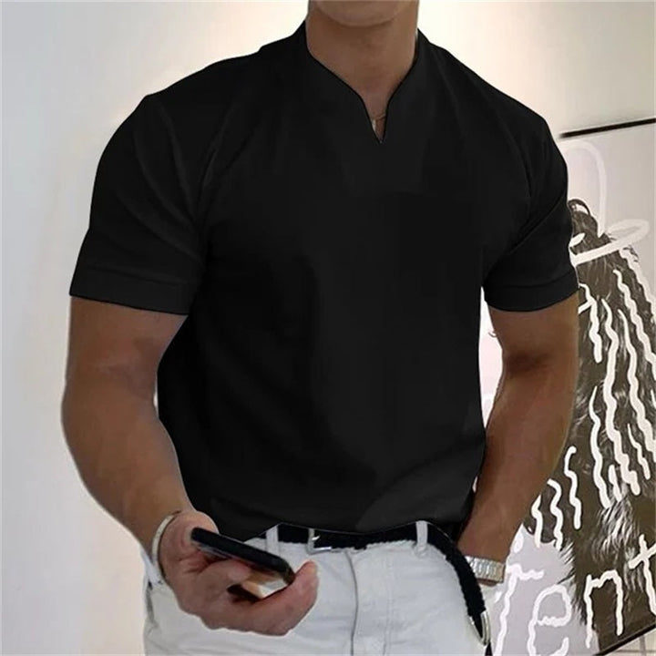 Breathable men's fitness shirt with V-neck – buy 1, get 1 free – Timo-Black-M-The Livary