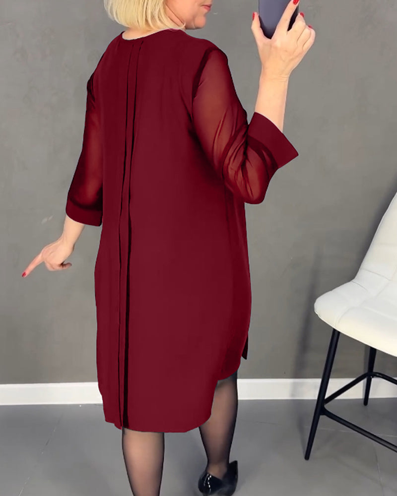 Elegant shift dress with mesh details – Gabrielle-Black-S-The Livary