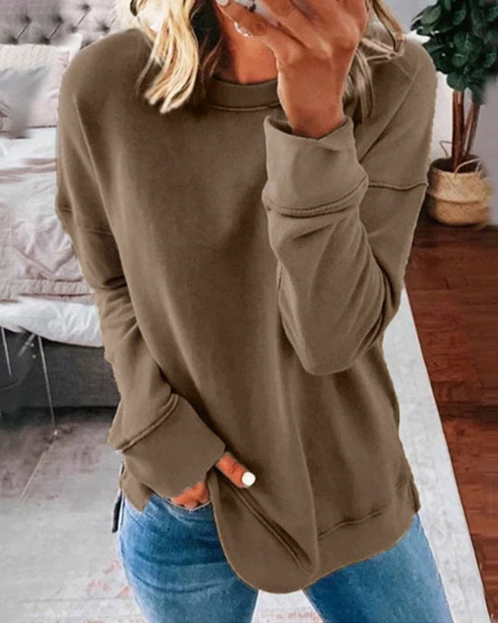 Plain Ladies Sweatshirt - Serena-Khaki-XS-The Livary