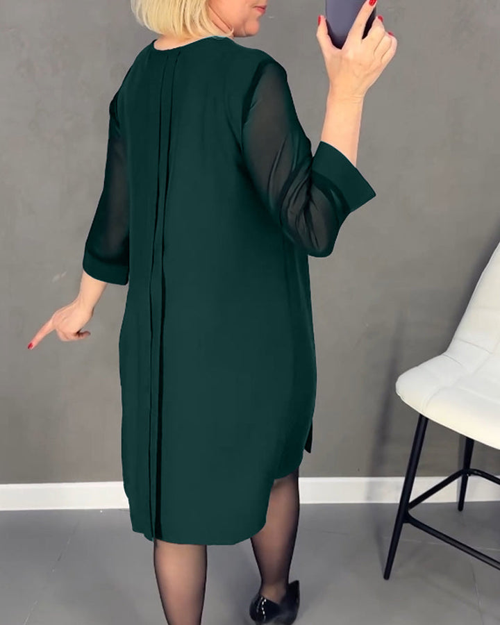 Elegant shift dress with mesh details – Gabrielle-Black-S-The Livary