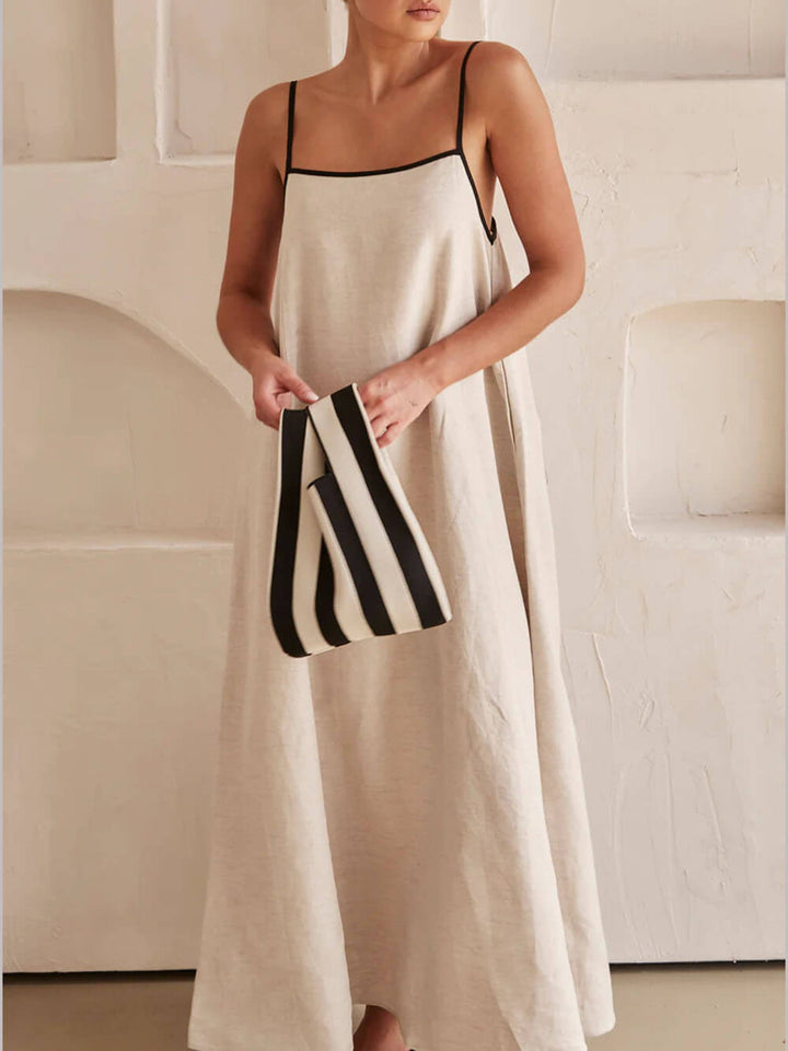 Trendy A-line Strappy Dress with Contrast Design for Holidays – Zoey-S-The Livary