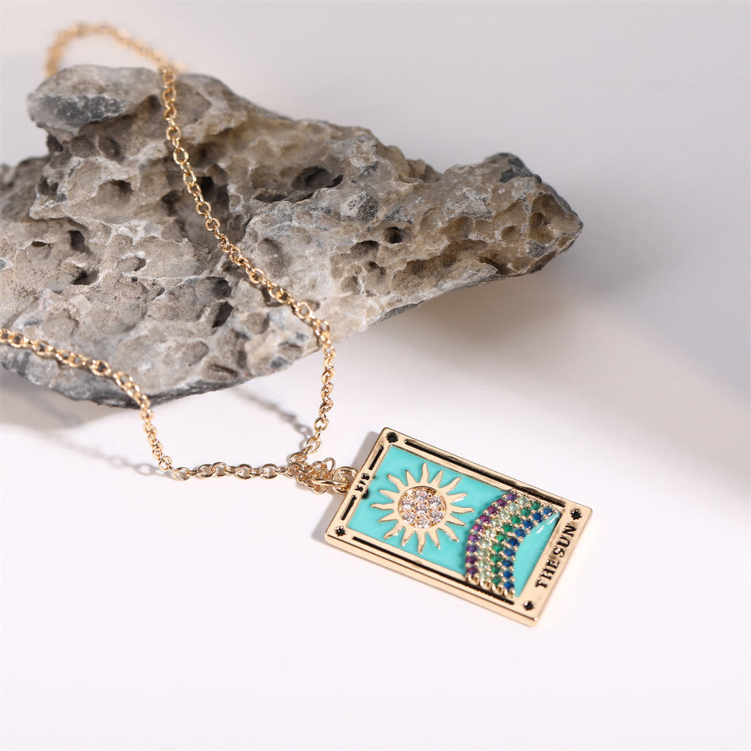 Zirconia Gold-Plated Tarot Drop Pendant Necklace - Amara-The Empress-The Livary