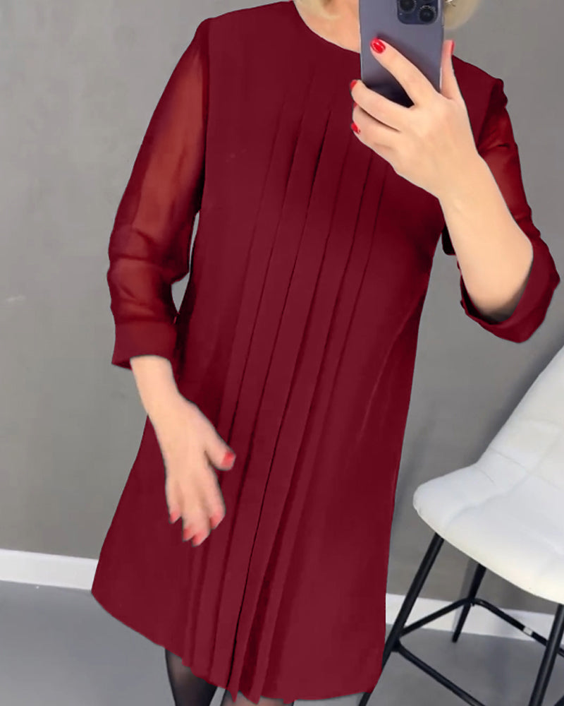 Elegant shift dress with mesh details – Gabrielle-Black-S-The Livary