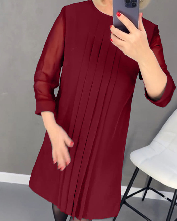 Elegant shift dress with mesh details – Gabrielle-Black-S-The Livary