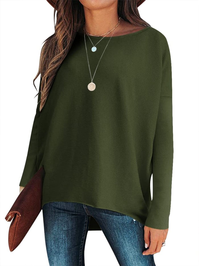 Oversized Ladies Sweater - Sophie-S-Olive green-The Livary