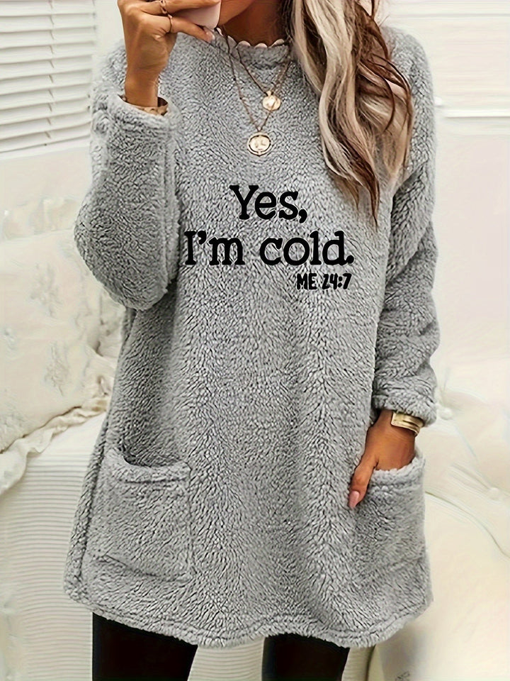 Comfortable Fleece Sweatshirt with Print - Luna-Grey-S-The Livary