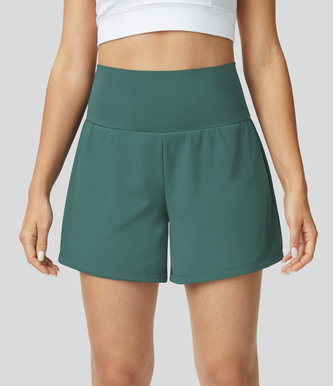 Breathable & Quick-drying High-Waist Fitness Shorts for Women – Mirabella-Green-S-The Livary