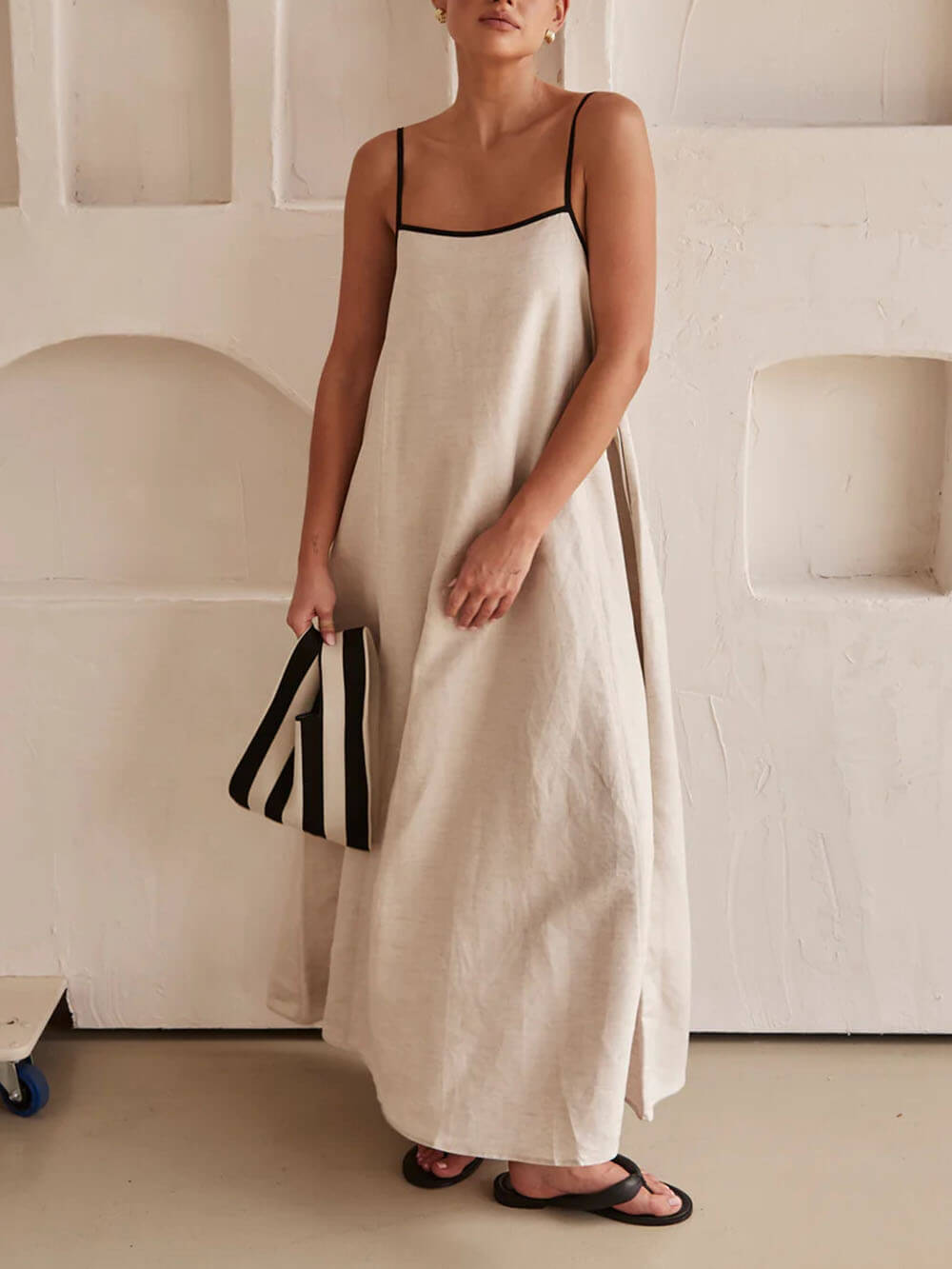 Trendy A-line Strappy Dress with Contrast Design for Holidays – Zoey-S-The Livary