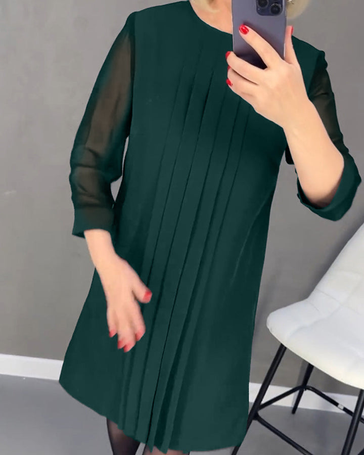 Elegant shift dress with mesh details – Gabrielle-Black-S-The Livary
