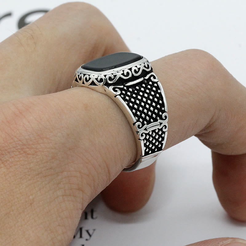 Black Onyx Silver Ring for Men - Max-2.24 in-The Livary