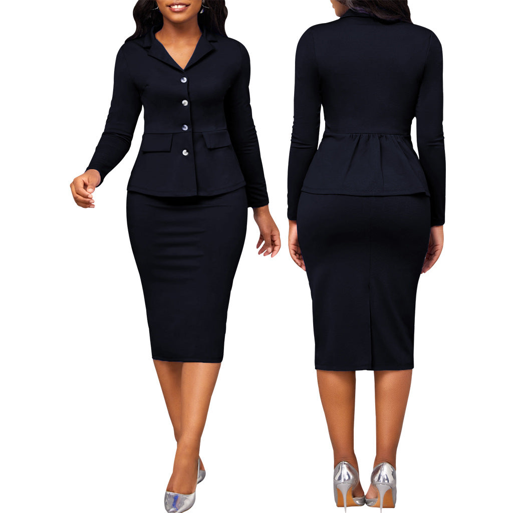 Chic Two-Piece Ladies Suit - Elena-Dark blue-S-The Livary