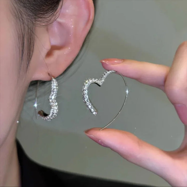 Zirconia Heart Earrings - Eliana-The Livary