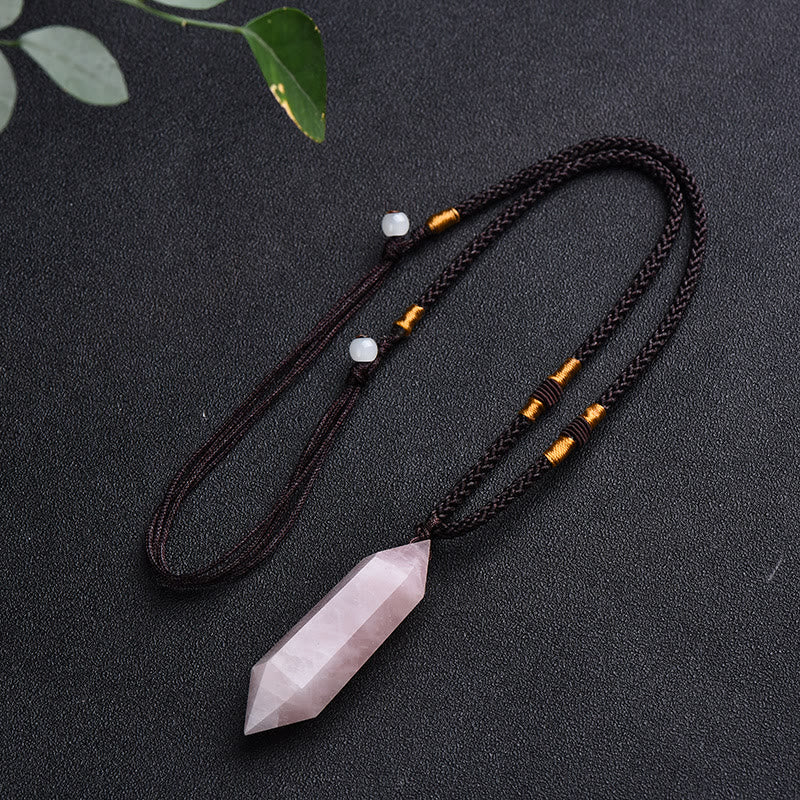 Natural Crystal Amethyst Healing Necklace - Lyra-Rose quartz-The Livary