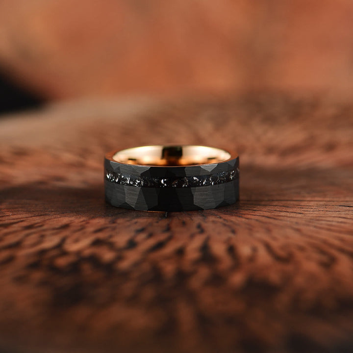 8mm Black Tourmaline Tungsten Carbide Ring - Ares-2.13 inches-The Livary