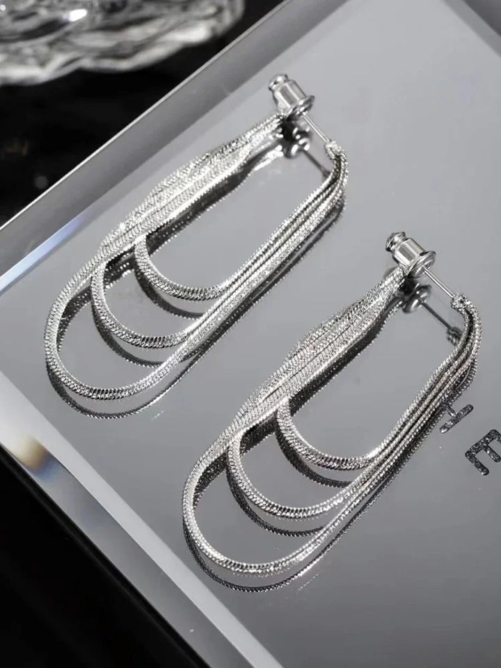 Three-Layer Chain Earrings - Aurelia-Gold-The Livary