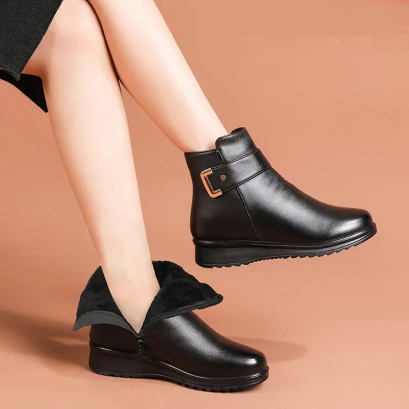 Orthopaedic Leather Ladies' Boots - Ella-Black (Black Lined)-2.5-The Livary