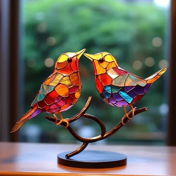 Coloured Glass Birds for Chic Interior Design - ChicGlass Birds-2 Birds-The Livary