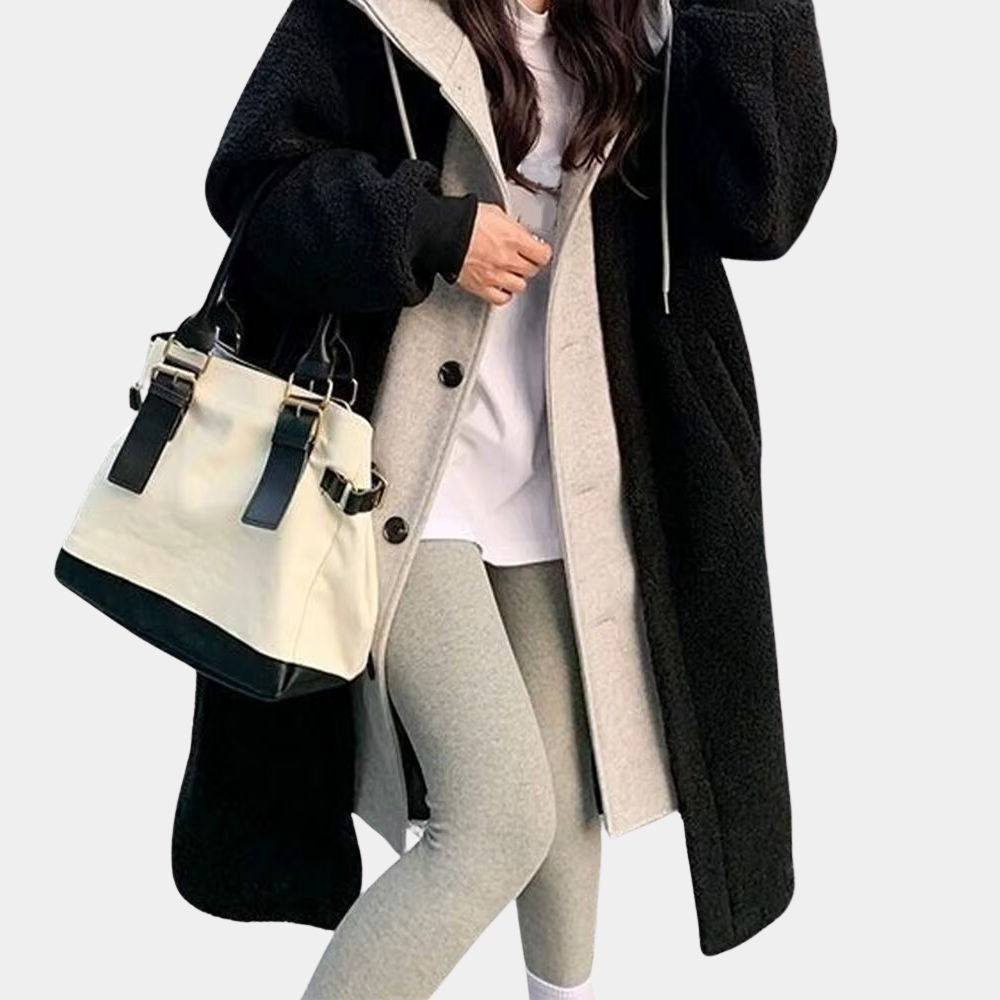 Casual Long Women's Jacket with Hood - Isla-Black-XS-The Livary