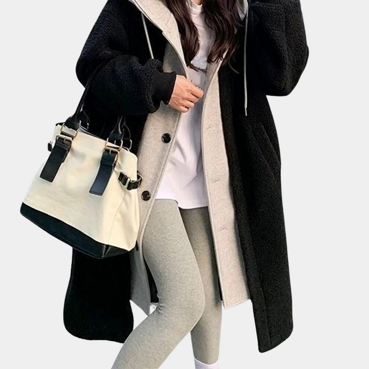 Casual Long Women's Jacket with Hood - Isla-Black-XS-The Livary