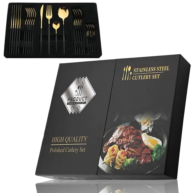 24-piece Stainless Steel Cutlery Set – Aurinox-Silver-The Livary