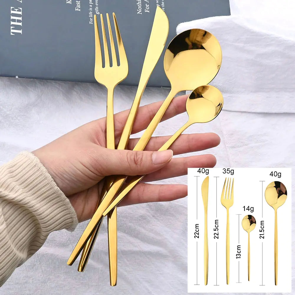 24-piece Stainless Steel Cutlery Set – Aurinox-Silver-The Livary