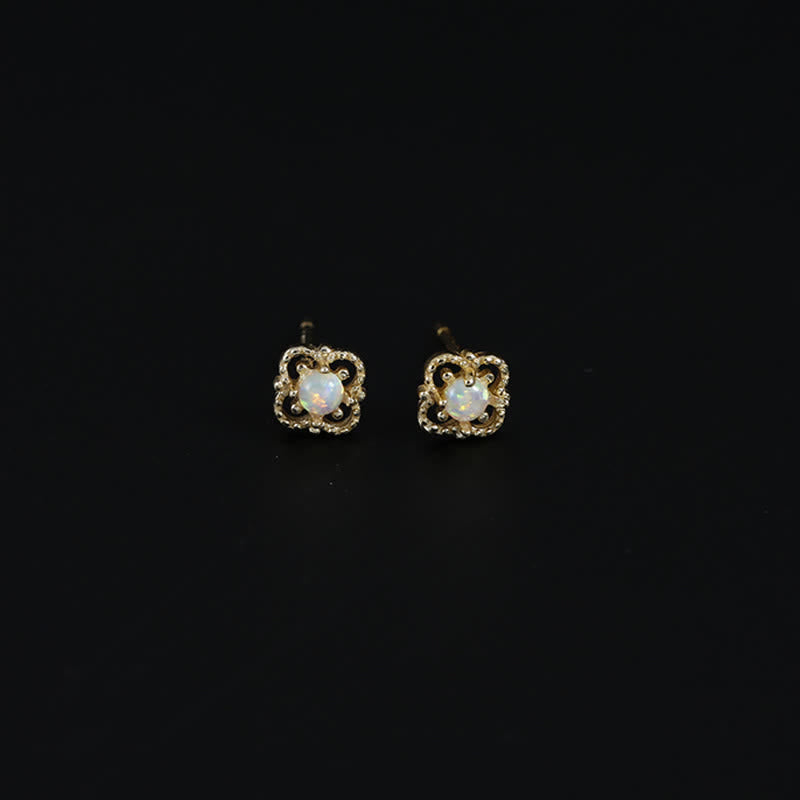 Delicate Vintage Earrings with Opal - Seraphina-Gold-The Livary