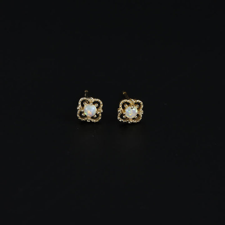 Delicate Vintage Earrings with Opal - Seraphina-Gold-The Livary