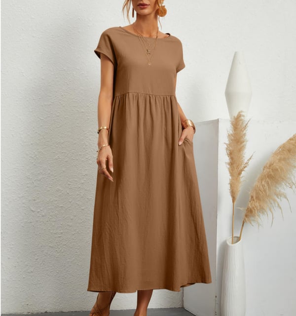 Airy linen dress - Elodie-Brown-S-The Livary