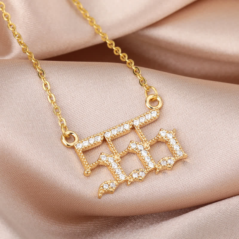 Zirconia Angel Numbers Necklace - Seraphina-Gold-777-The Livary