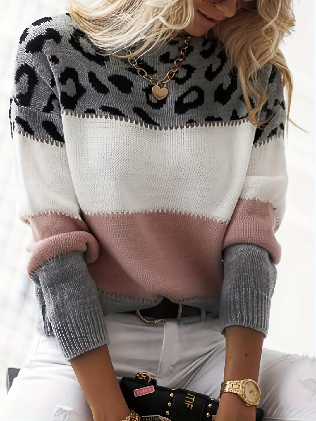 Comfortable Leopard Print Sweater - Laura-Brown-S-The Livary