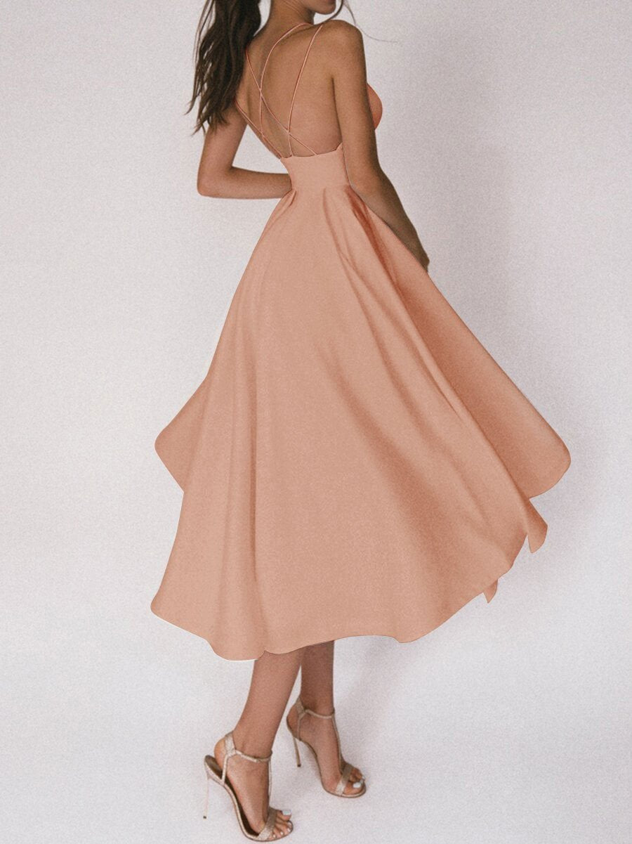 Strappy V-neck Dress - Noa-Apricot-S-The Livary