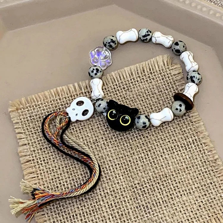 Katjes and Skull Bracelet - Selina-Skull + Kittens-The Livary