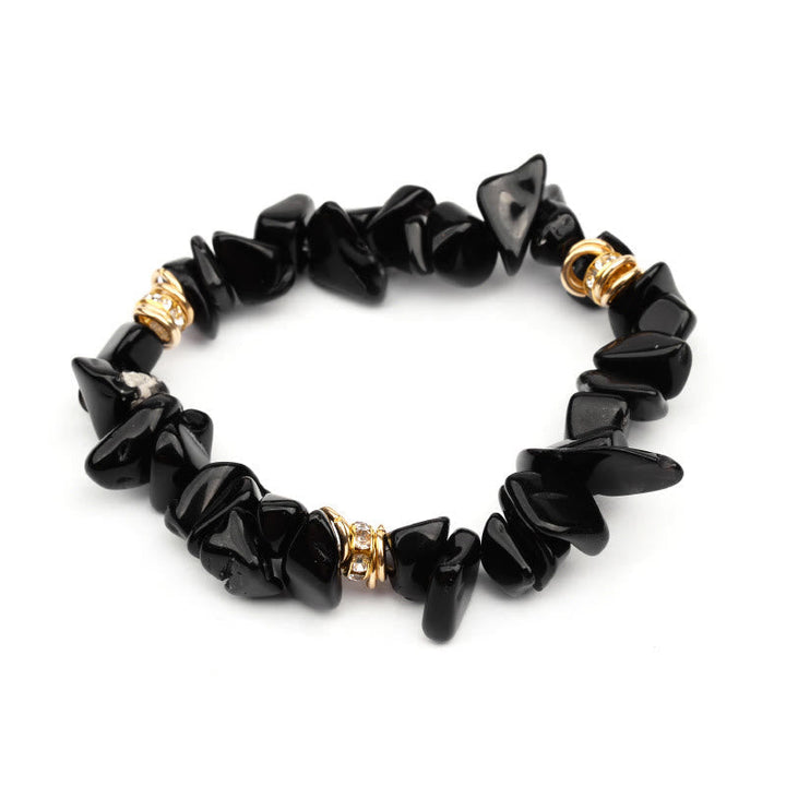 Stylish Natural Stone Crystal Beads Bracelet - Celine-Obsidian-The Livary